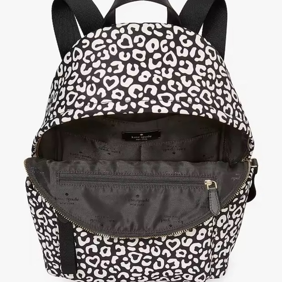 New Kate Spade Leopard Heart Medium Backpack - Picture 3 of 4